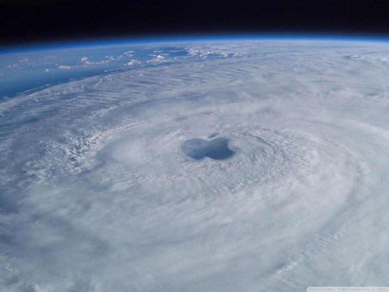 Hurricane from Space — White, Dramatic, Photograph, Clouds