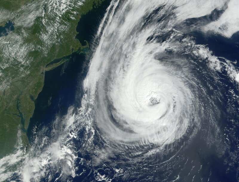 Hurricane over Atlantic — White