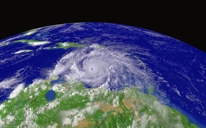 Hurricane over Caribbean