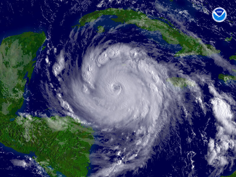 Hurricane over Caribbean — White, Dramatic