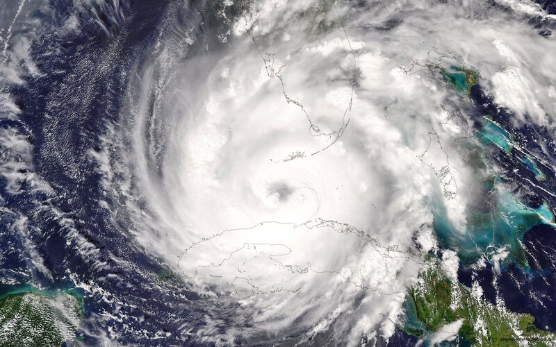 Hurricane over Caribbean — White