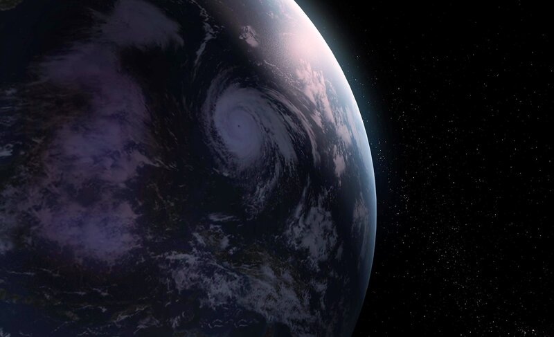 Hurricane over Earth — Blue, Dramatic, 3d Render
