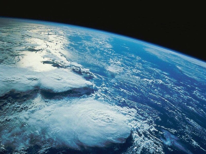 Hurricane over Earth — Blue, Dramatic, Photograph, Clouds, Ocean, White