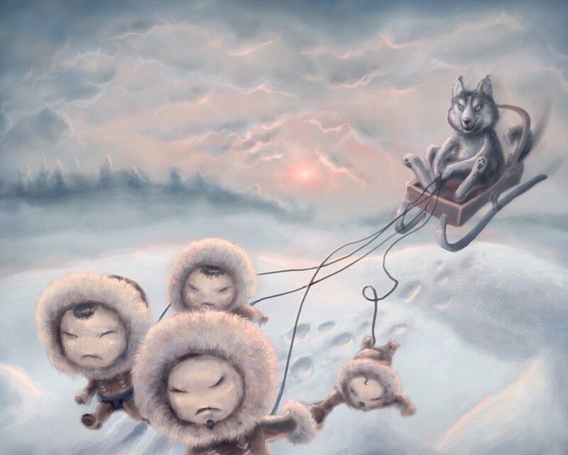 Husky Pulling Sled
