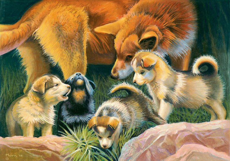 Husky Puppies with Mother