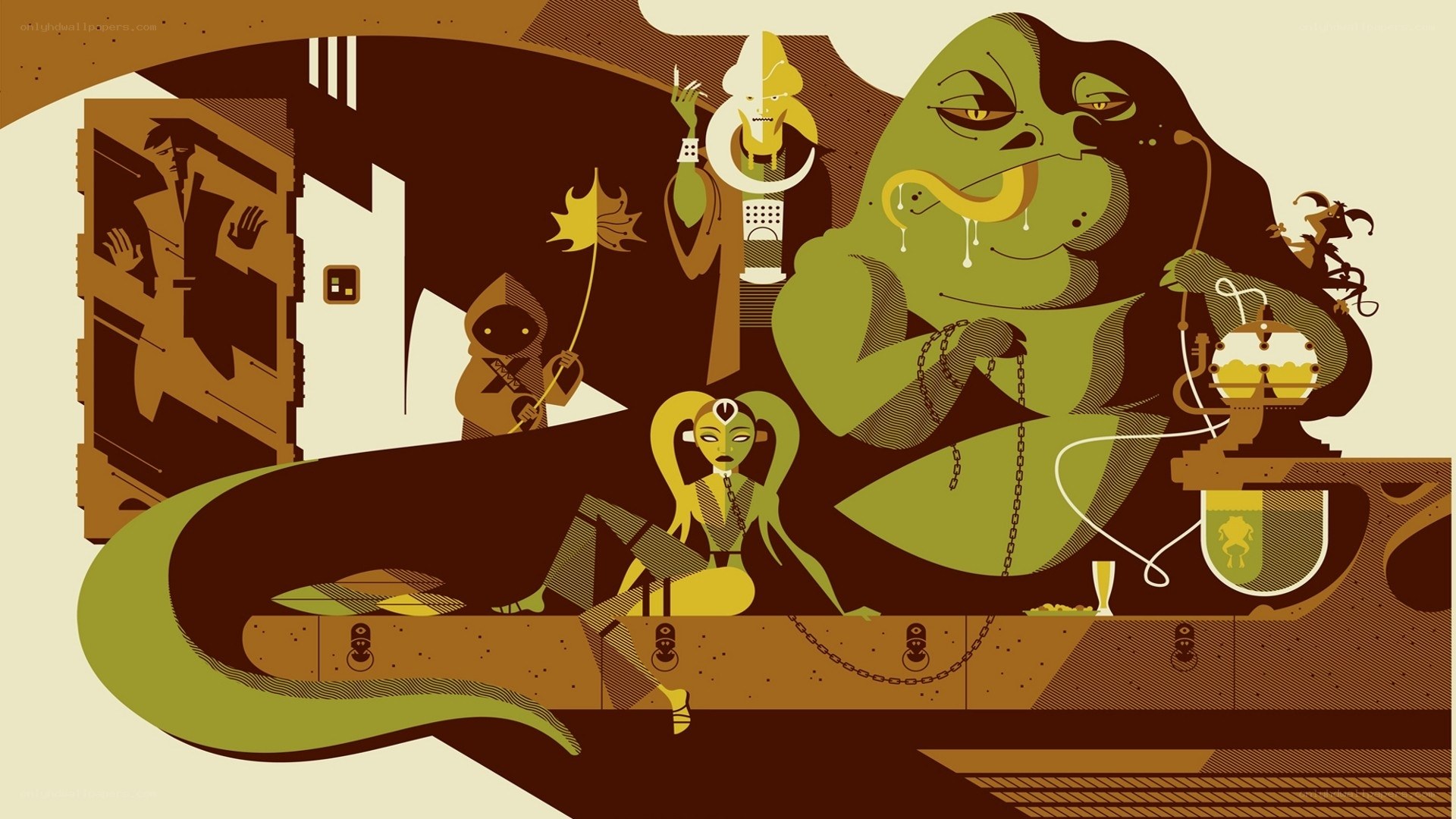 Hutt and crew in cantina