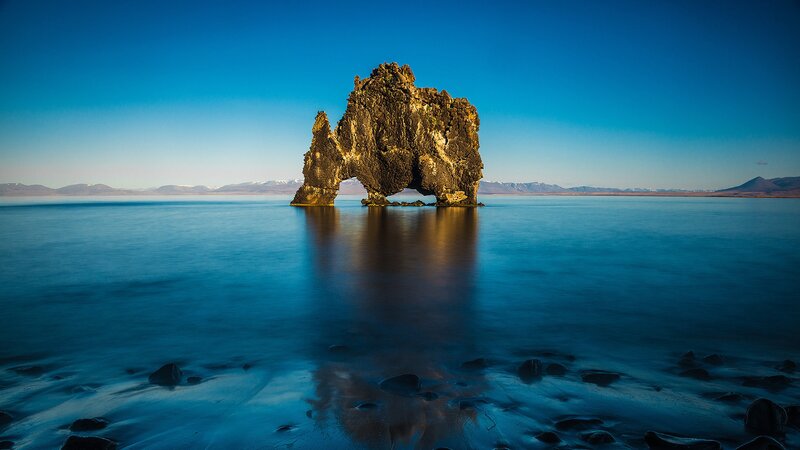 Hvitserkur Rock Formation — Blue, Serene
