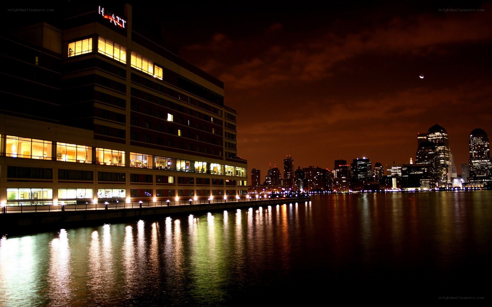 Hyatt hotel at night