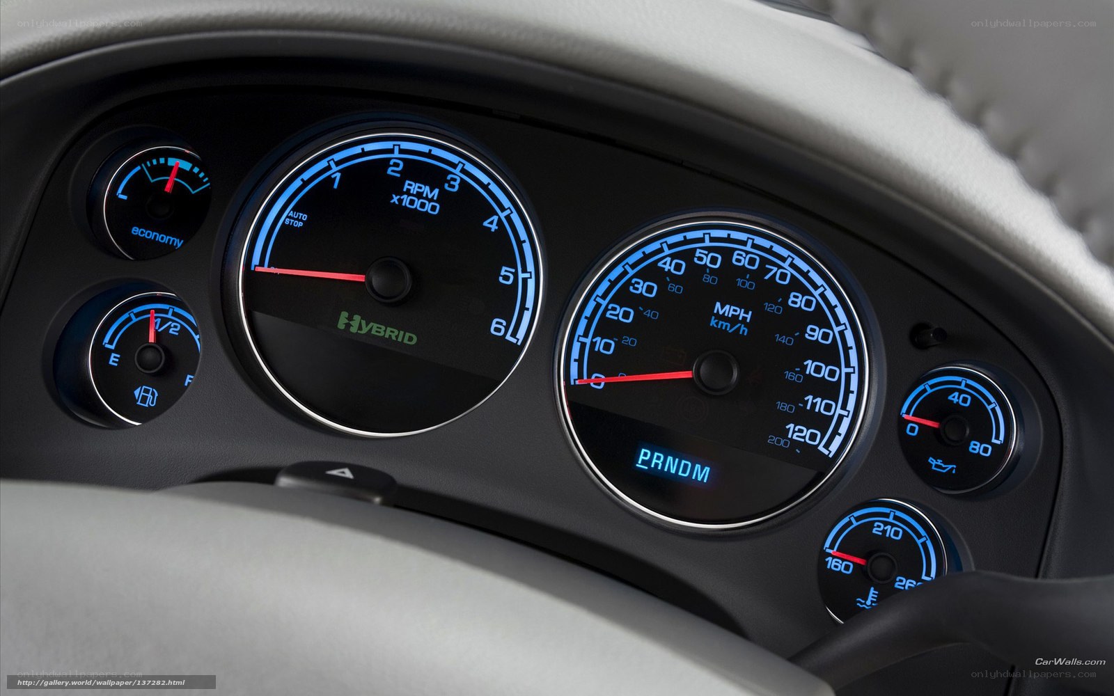 hybrid car dashboard close-up