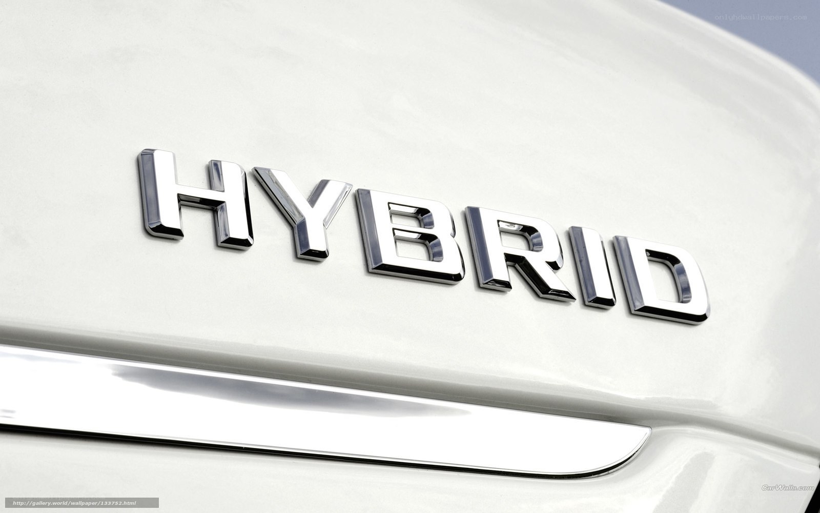 Hybrid car emblem close-up