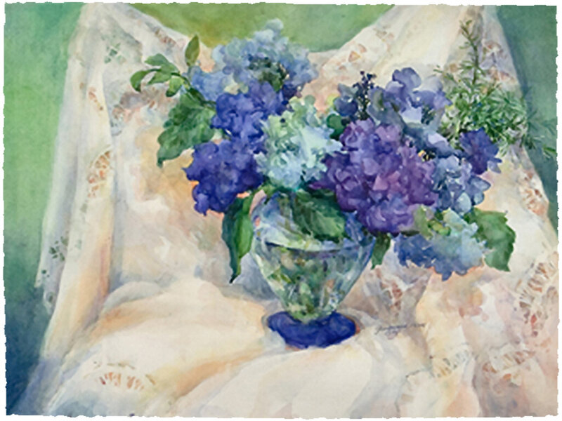 Hydrangea Bouquet in Vase — Blue