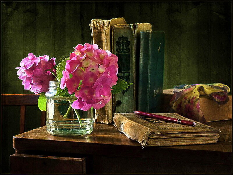 Hydrangea Flowers in Jar