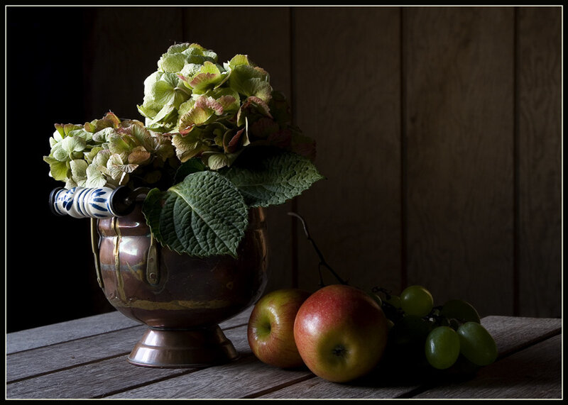 Hydrangea in Copper Vase