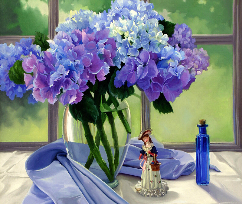 Hydrangeas in Vase — Blue