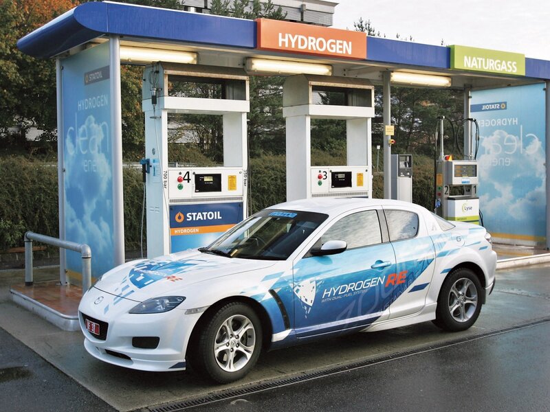 Hydrogen car at fueling station