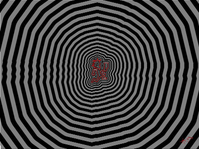 Hypnotic spiral with red figure