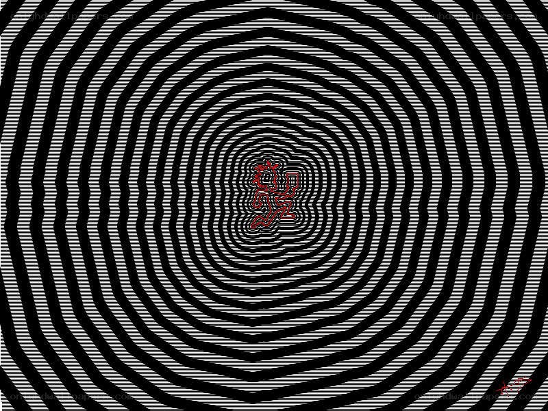 Hypnotic spiral with red figure