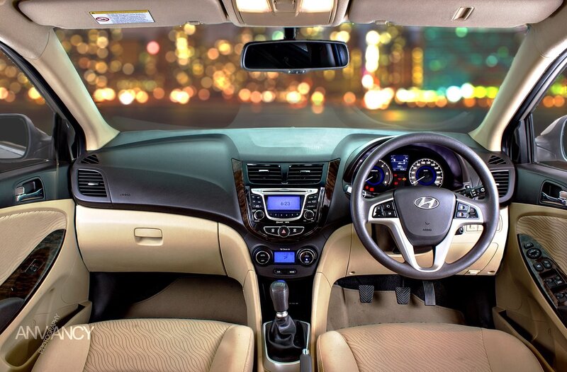 Hyundai car interior at night