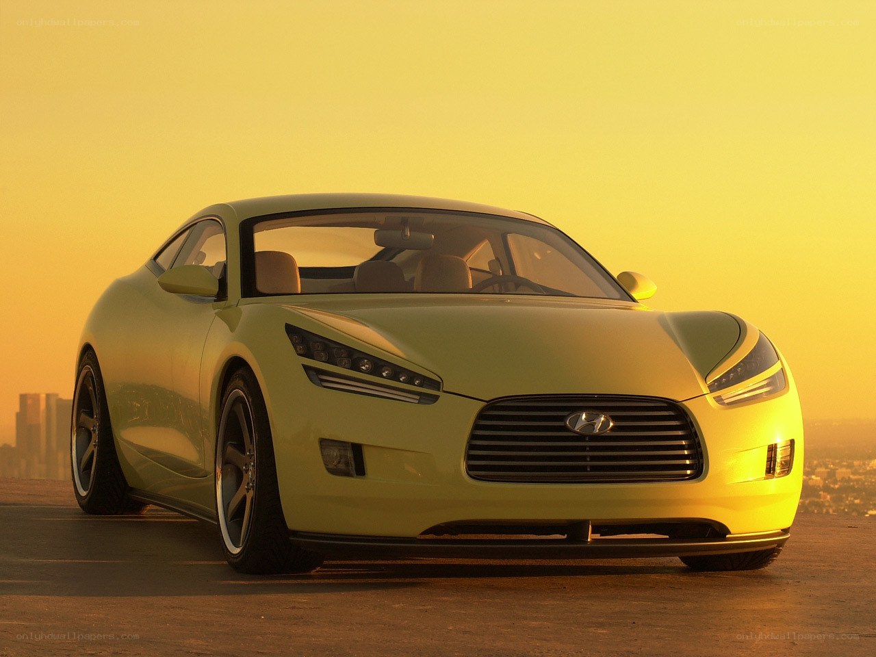 Hyundai concept car at sunset