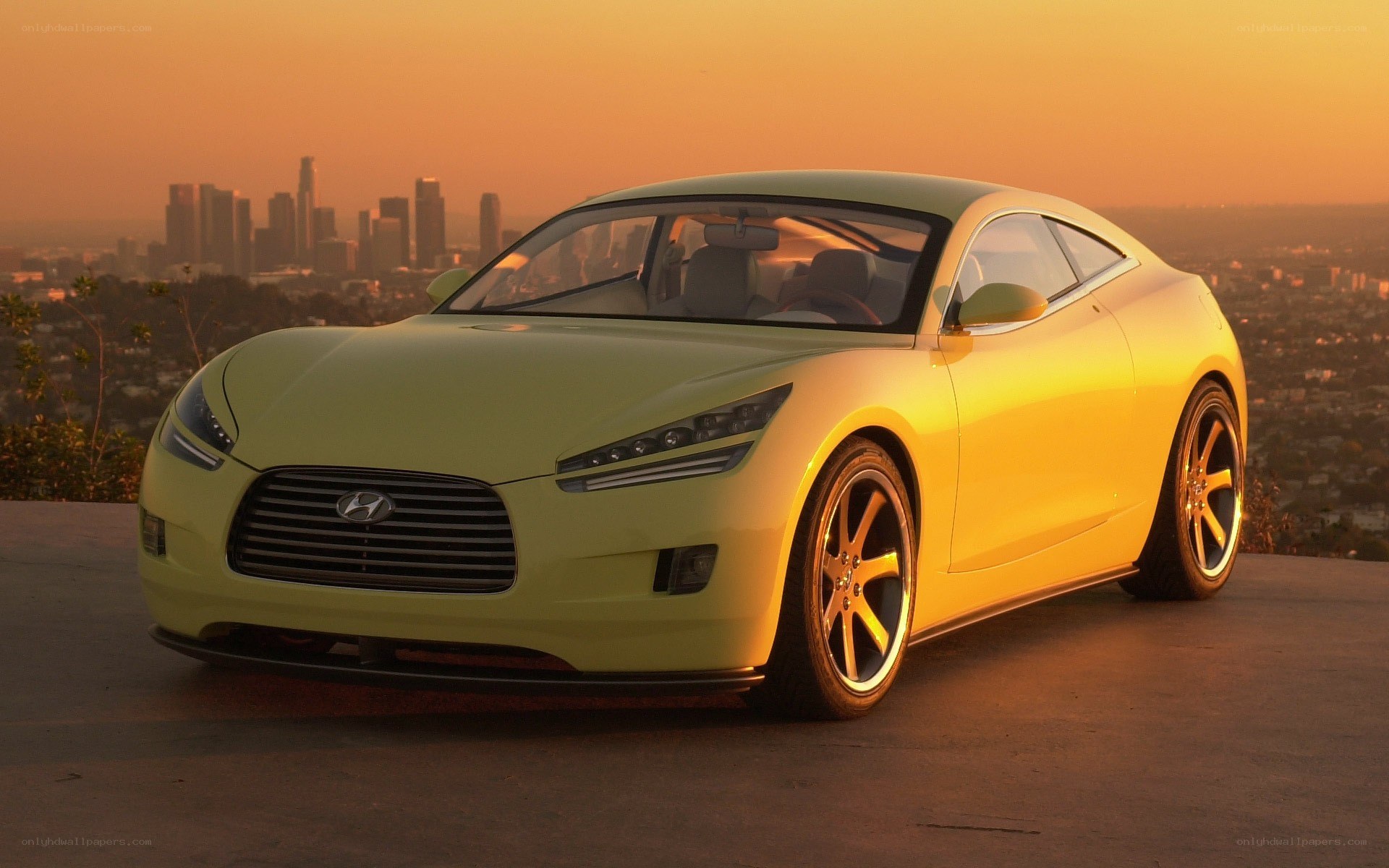 Hyundai concept car at sunset