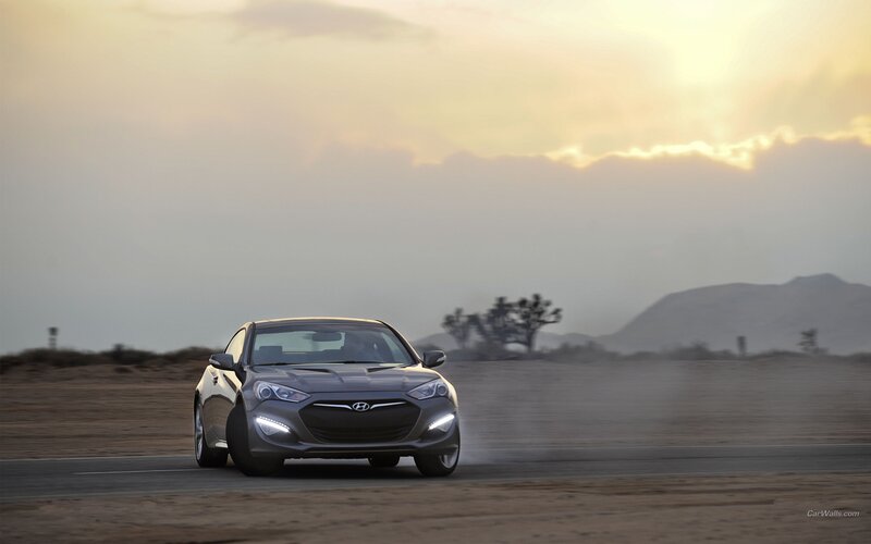 Hyundai Genesis Coupe on desert road
