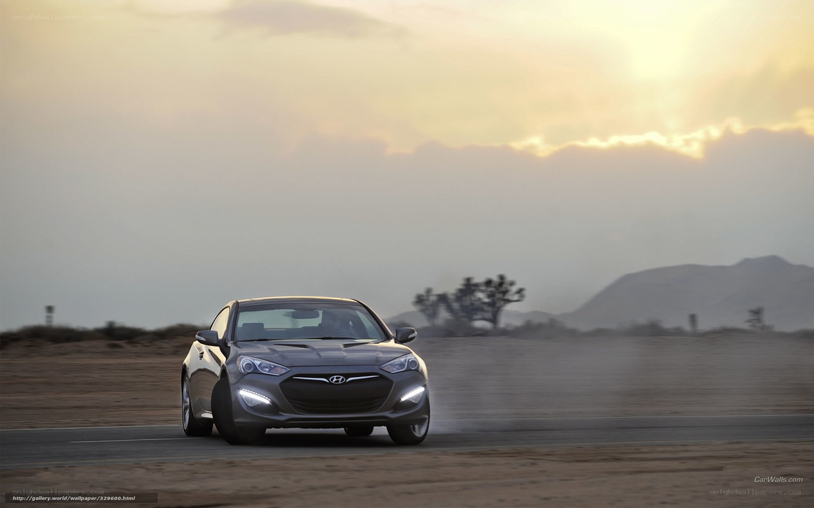 Hyundai Genesis Coupe on desert road