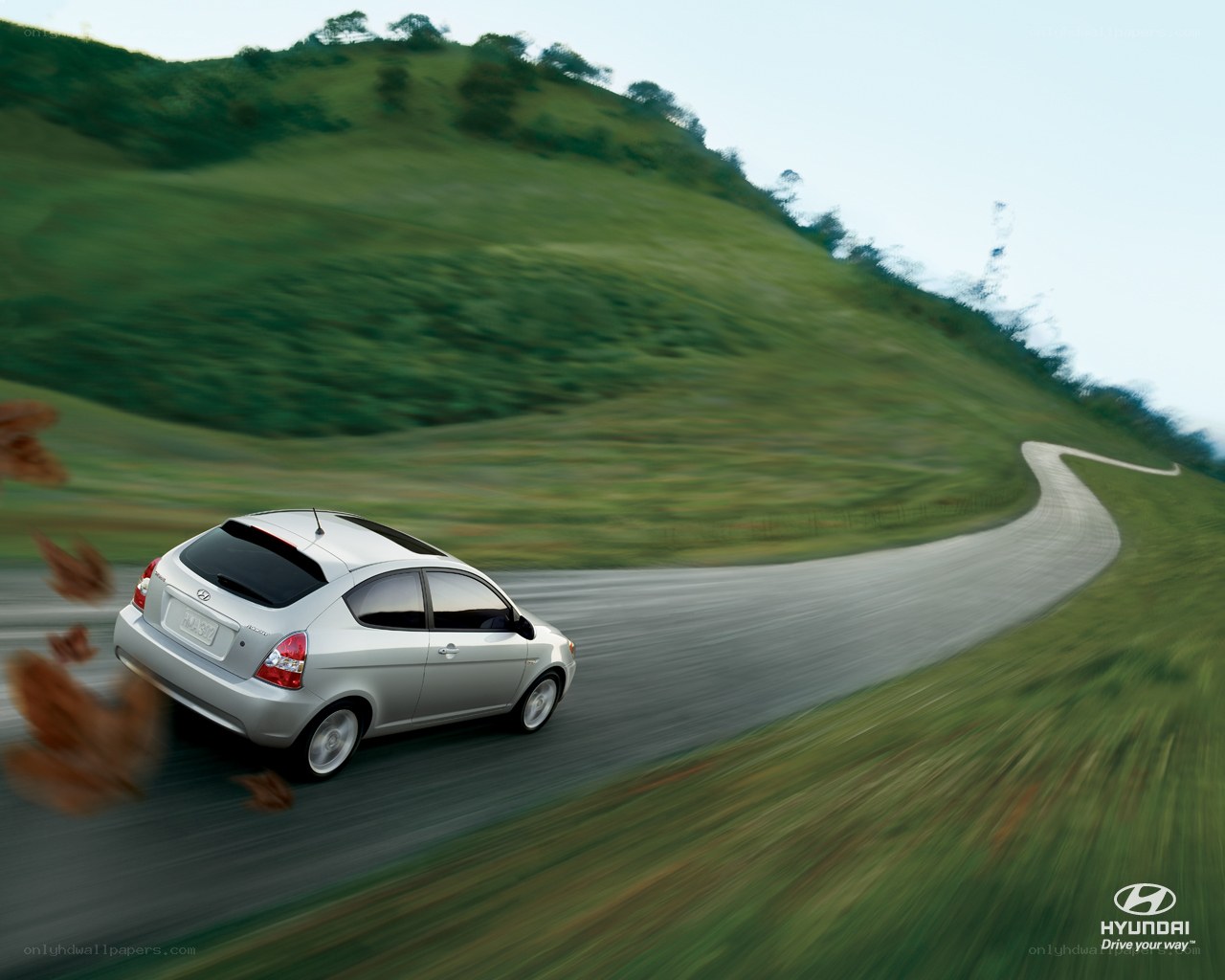 Hyundai on a winding road