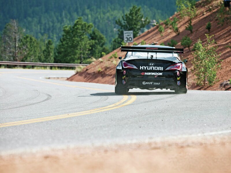 Hyundai race car on mountain road