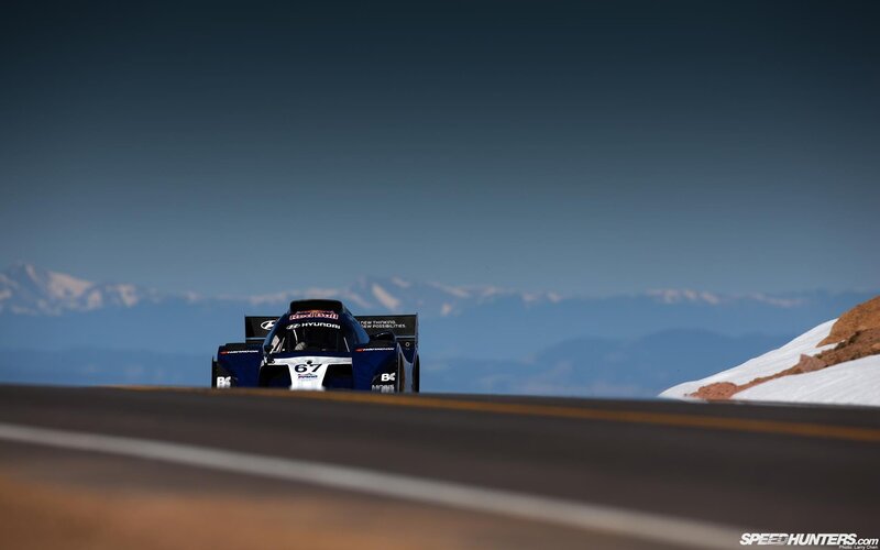 Hyundai race car on mountain road