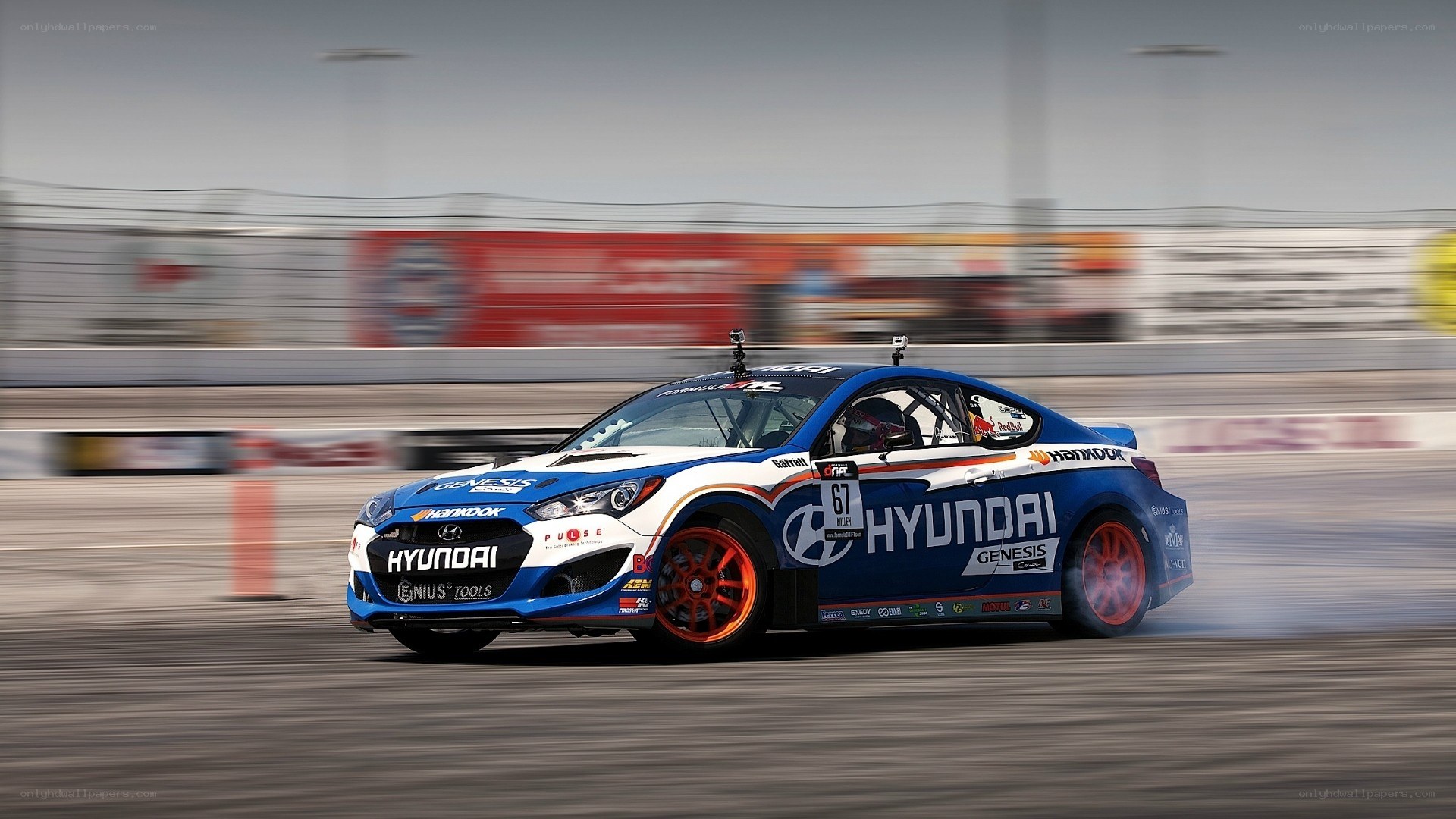 Hyundai racing car drifting