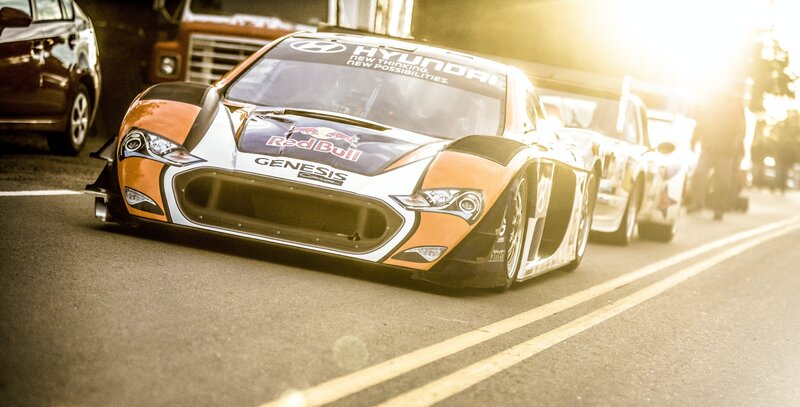 Hyundai racing car on track