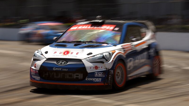 Hyundai rally car in action