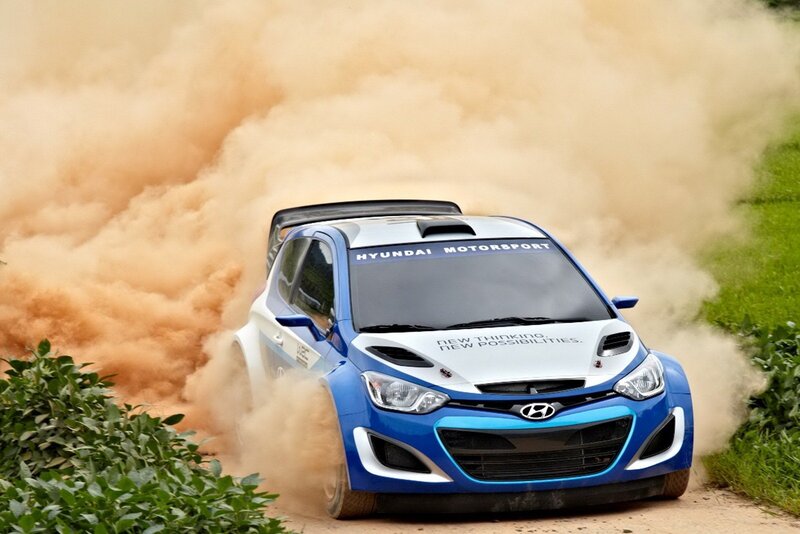 Hyundai rally car in action