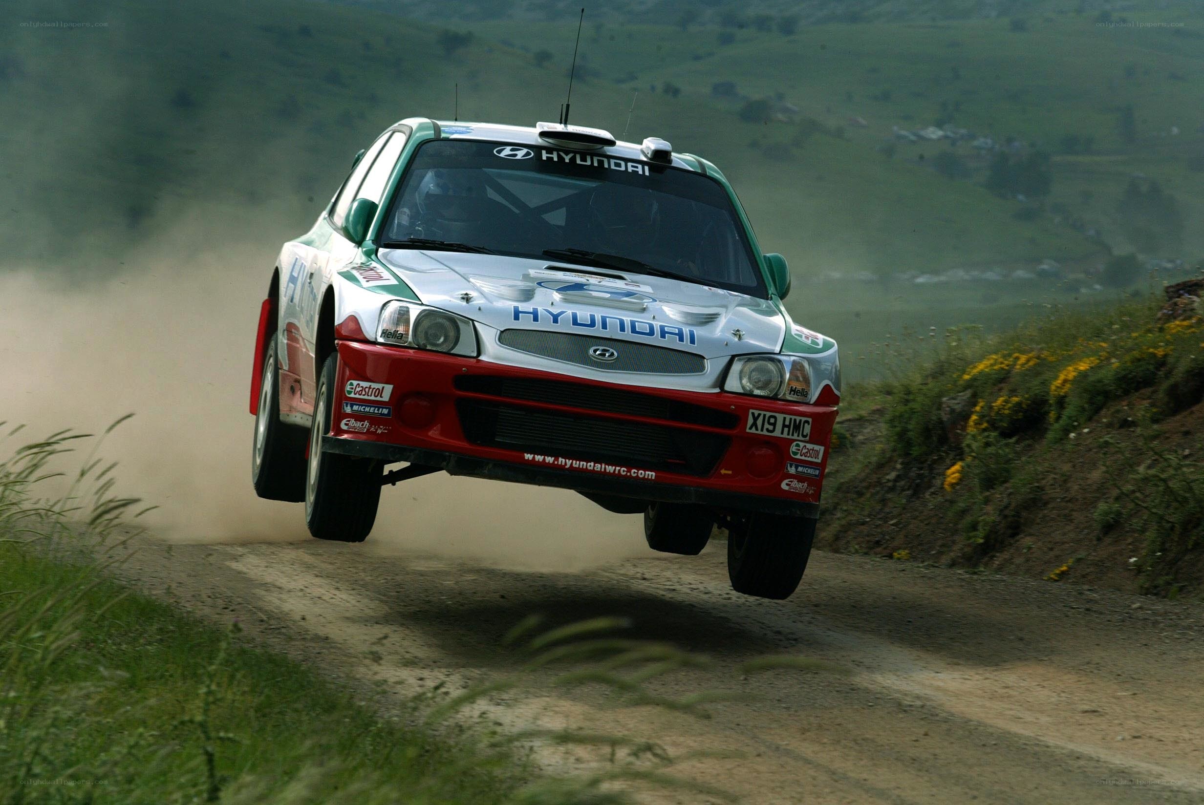 Hyundai rally car in action
