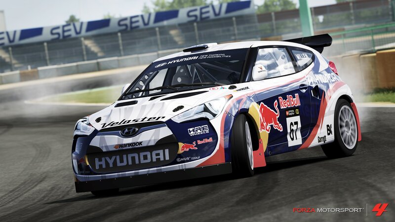 Hyundai rally car on track