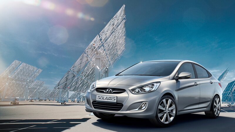 Hyundai Solaris in solar farm