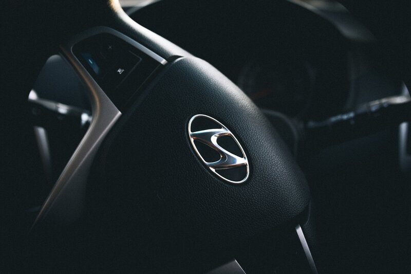 Hyundai steering wheel close-up