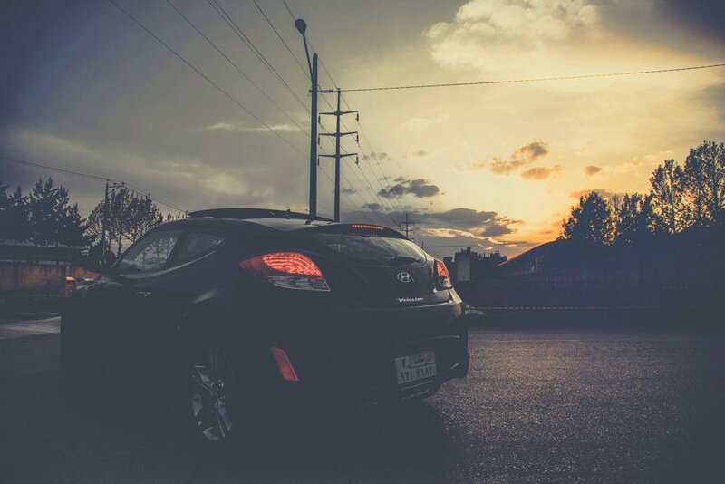 Hyundai Veloster at sunset