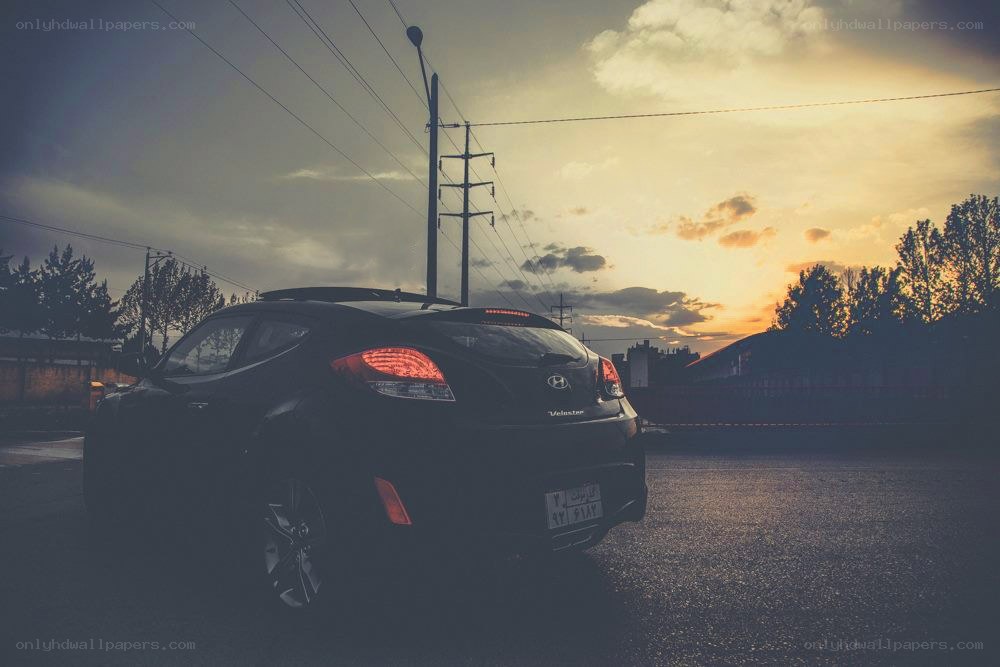 Hyundai Veloster at sunset