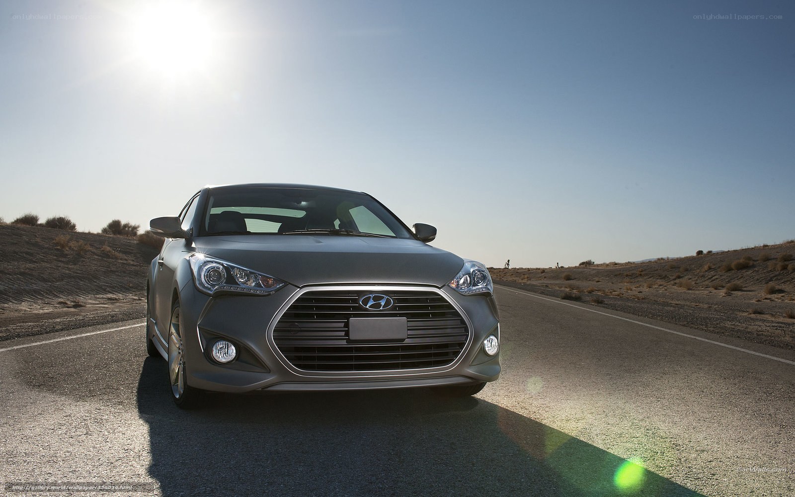 Hyundai Veloster on desert road