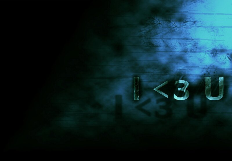 I <3 U text on dark background