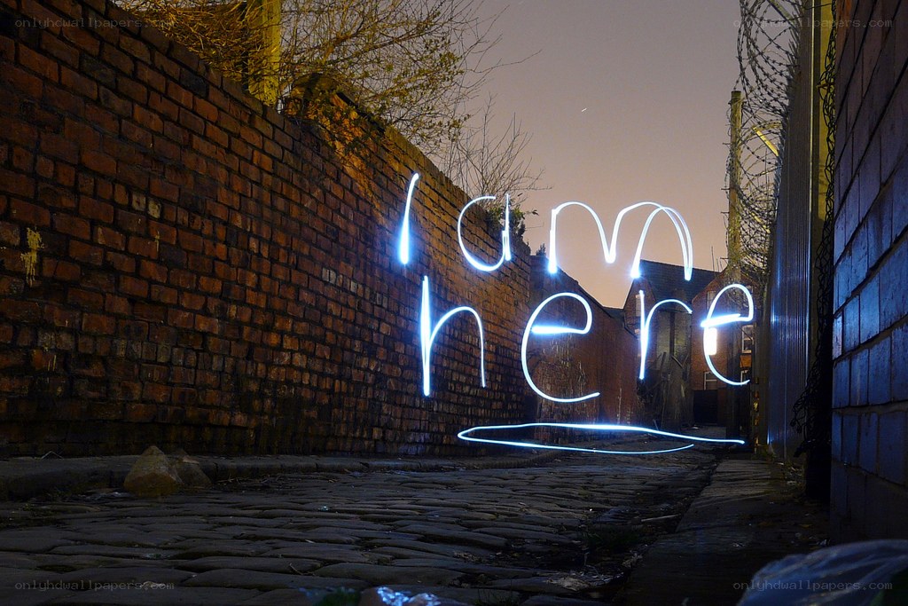 I am here light writing