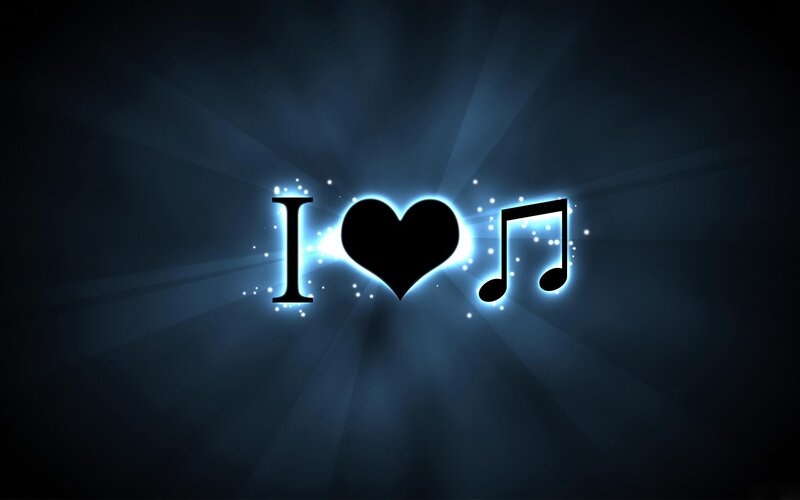 I Love Music Symbol — Blue, Dramatic, Digital Art, Heart