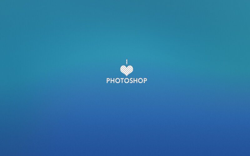 I Love Photoshop Text — Blue, Calm, Minimalist, Heart Symbol