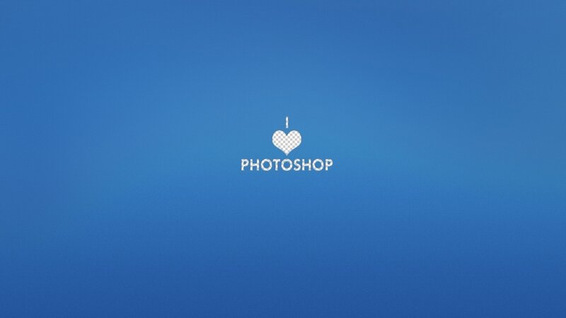 I Love Photoshop Text — Blue, Calm, Minimalist, Heart Symbol, White