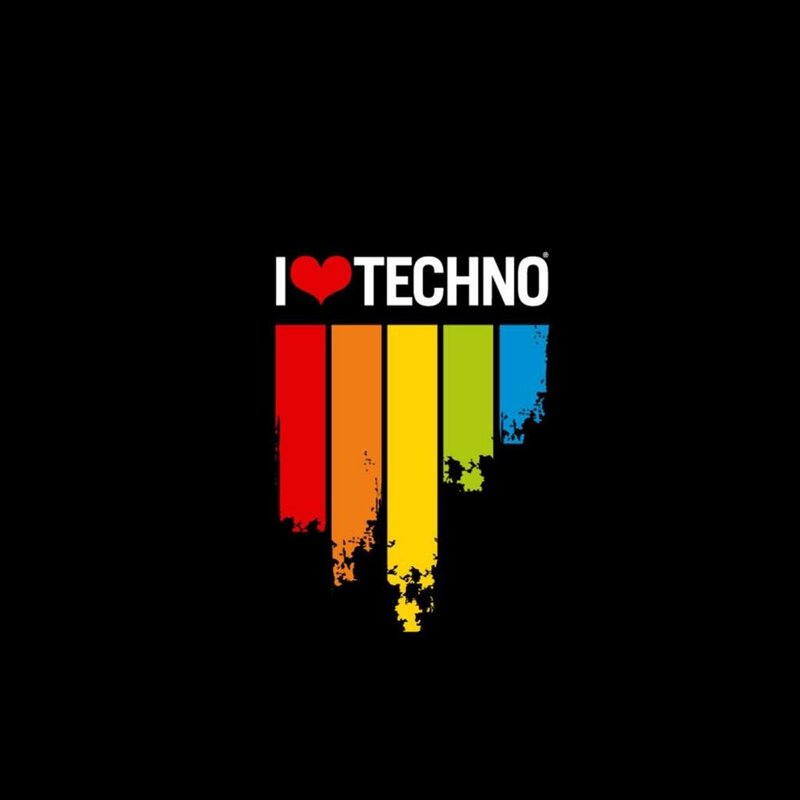 I Love Techno Logo — Black