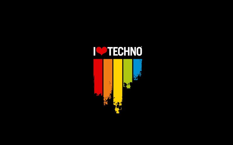 I Love Techno Logo — Black, Vibrant