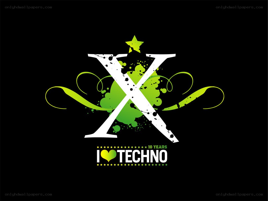 I Love Techno logo design