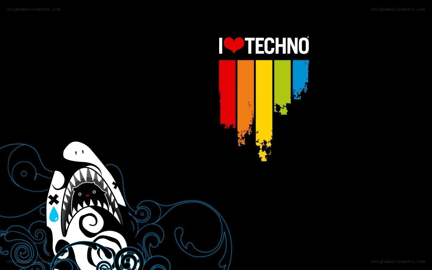 I Love Techno Shark Art