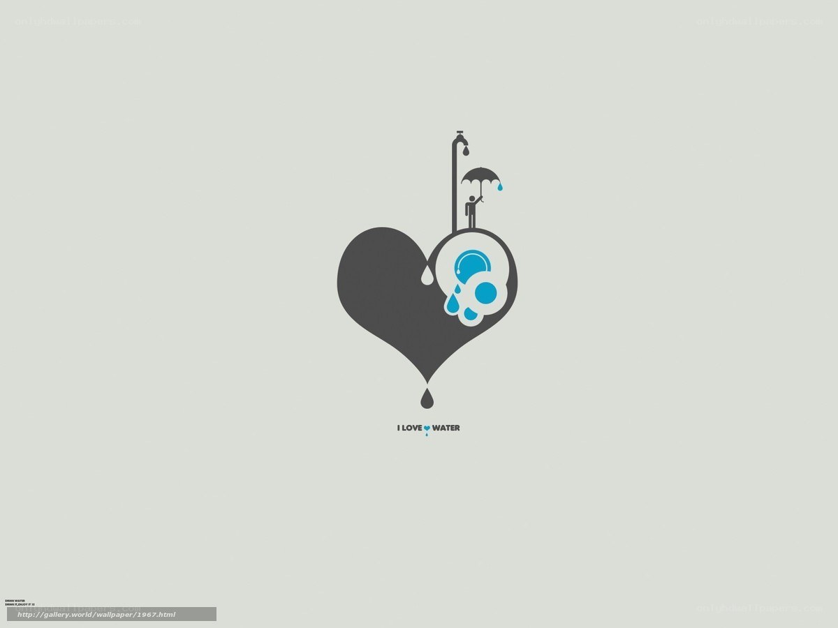 I Love Water Heart Design